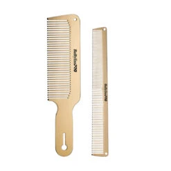 Babyliss Pro Duo De Peigne Pour Tondeuse Et Coupe Barberology "Metal Comb Set GoldX" (19,05cm/7,5" Et 22,8cm/9") - Or